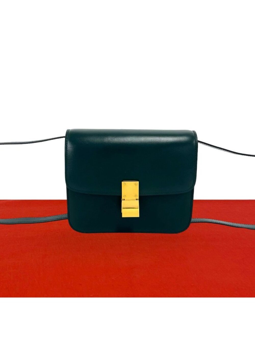 Celine Classic Box Calf Leather Mini Shoulder Bag Pochette Crossbody Dark Green